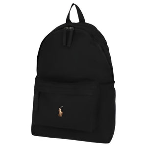 Polo Ralph Lauren brand logo design zipper closure canvas backpack unisex couple style black