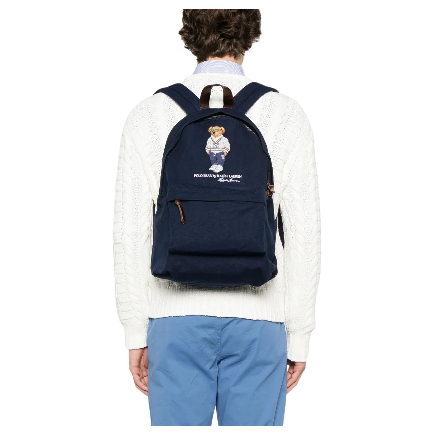 Polo Ralph Lauren Polo Bear Bear Print Letter Logo Cotton Backpack Men's Navy Blue