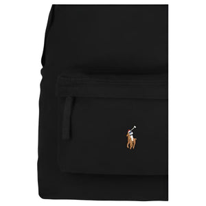 Polo Ralph Lauren brand logo design zipper closure canvas backpack unisex couple style black