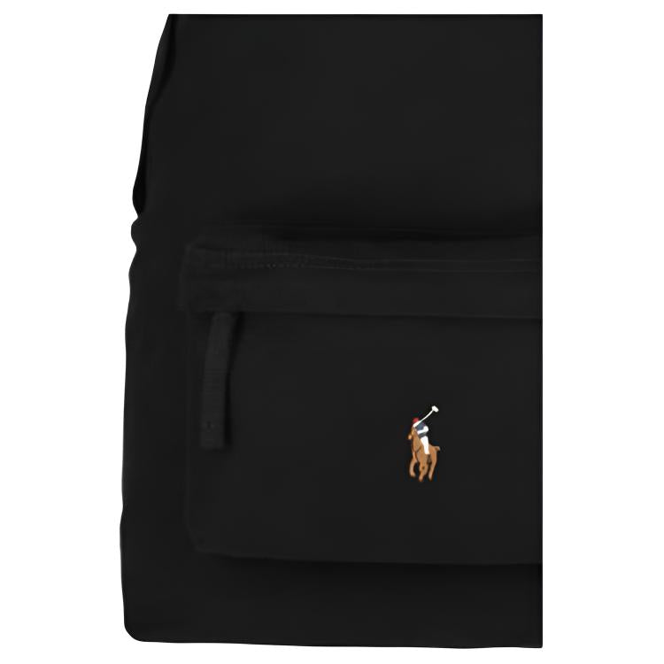 Polo Ralph Lauren brand logo design zipper closure canvas backpack unisex couple style black
