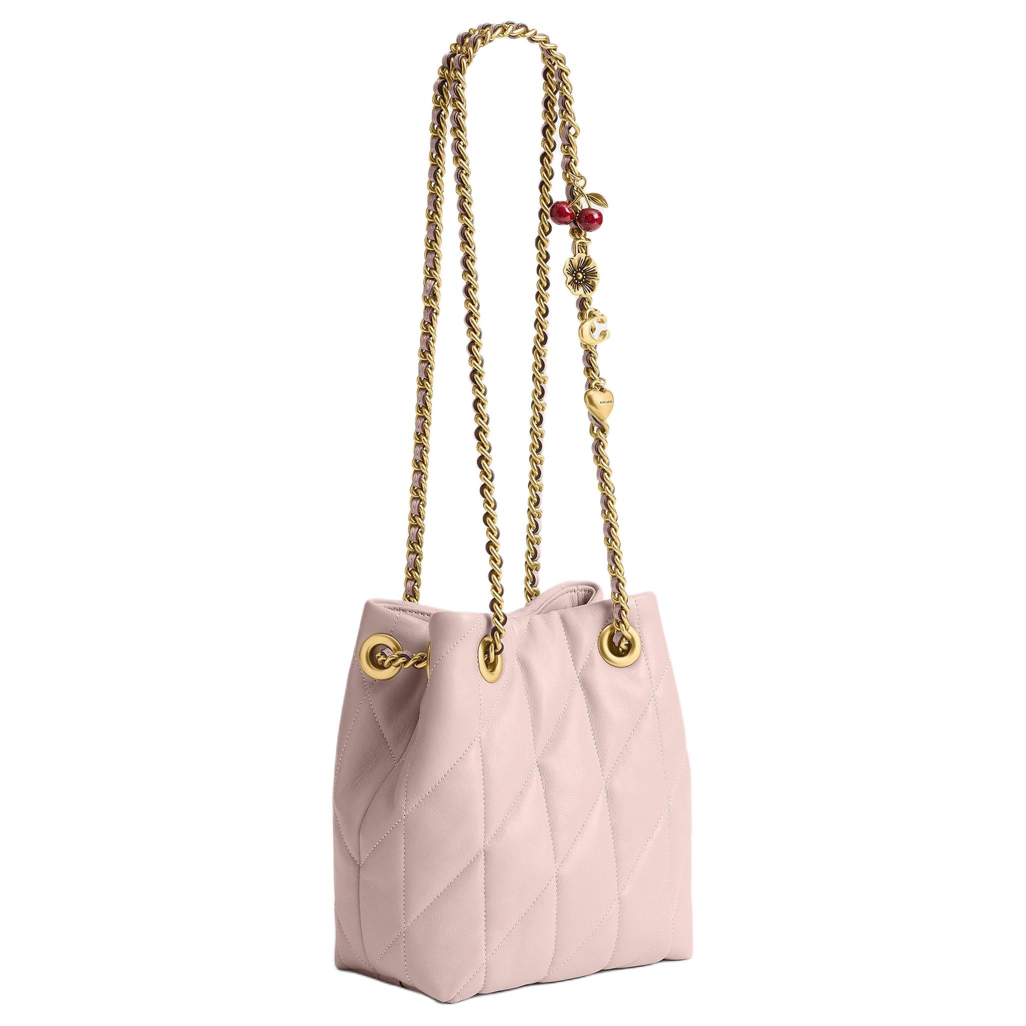 COACH Jade Qixi Festival Gift 15 Drawstring and Magnetic Closure Sheepskin Small Lucky Bag Crossbody Bag Mini Women's Pink