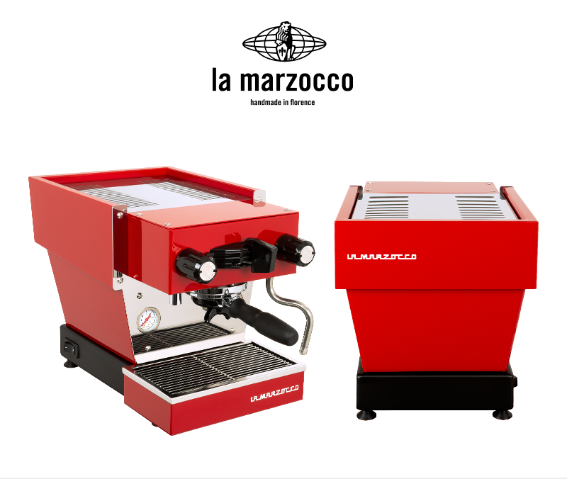 ماكينة اسبريسو احترافية La Marzocco Linea Micra باللون الأحمر الكلاسيكي red studio views.