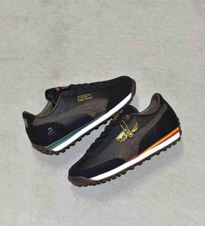 Puma Easy Rider Harry Potter shoes lifestyle angle shot displaying inner Gryffindor accent colors.