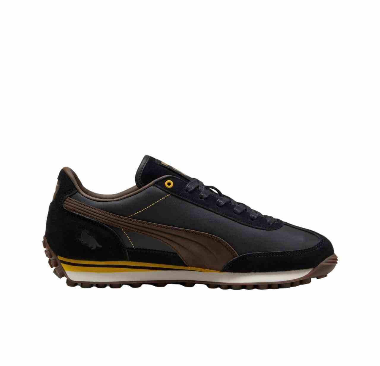 Puma Easy Rider Harry Potter shoes profile view showing dark upper and signature formstrip.
