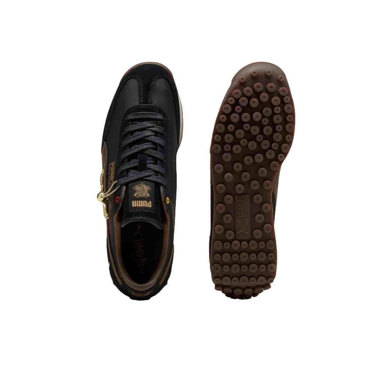 Puma Easy Rider Harry Potter shoes top insole view and stud-textured rubber outsole pattern.
