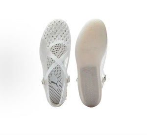 Puma Speedcat Ballet Strap clear jelly shoes top insole view and smooth semi-translucent outsole.