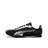 Puma Speedcat black silver mesh shoes side view displaying metallic formstrip design.