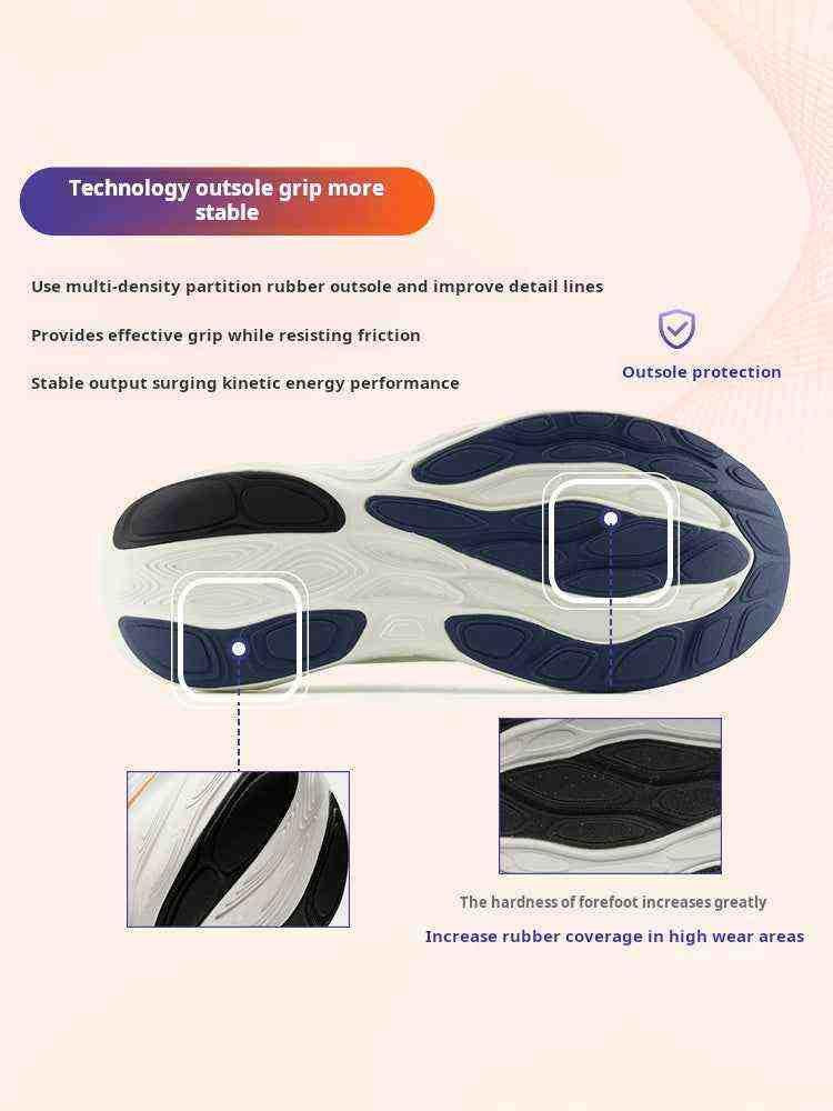  Technical infographic breakdown of the rubber outsole and ultimate traction grip on the original شوز نيو بالانس الأصلي.