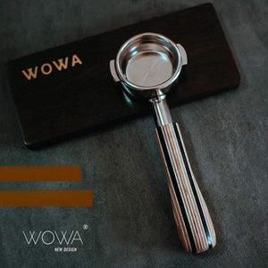 WOWA Portafilter بمقبض خشبي فاخر وتصميم أنيق.