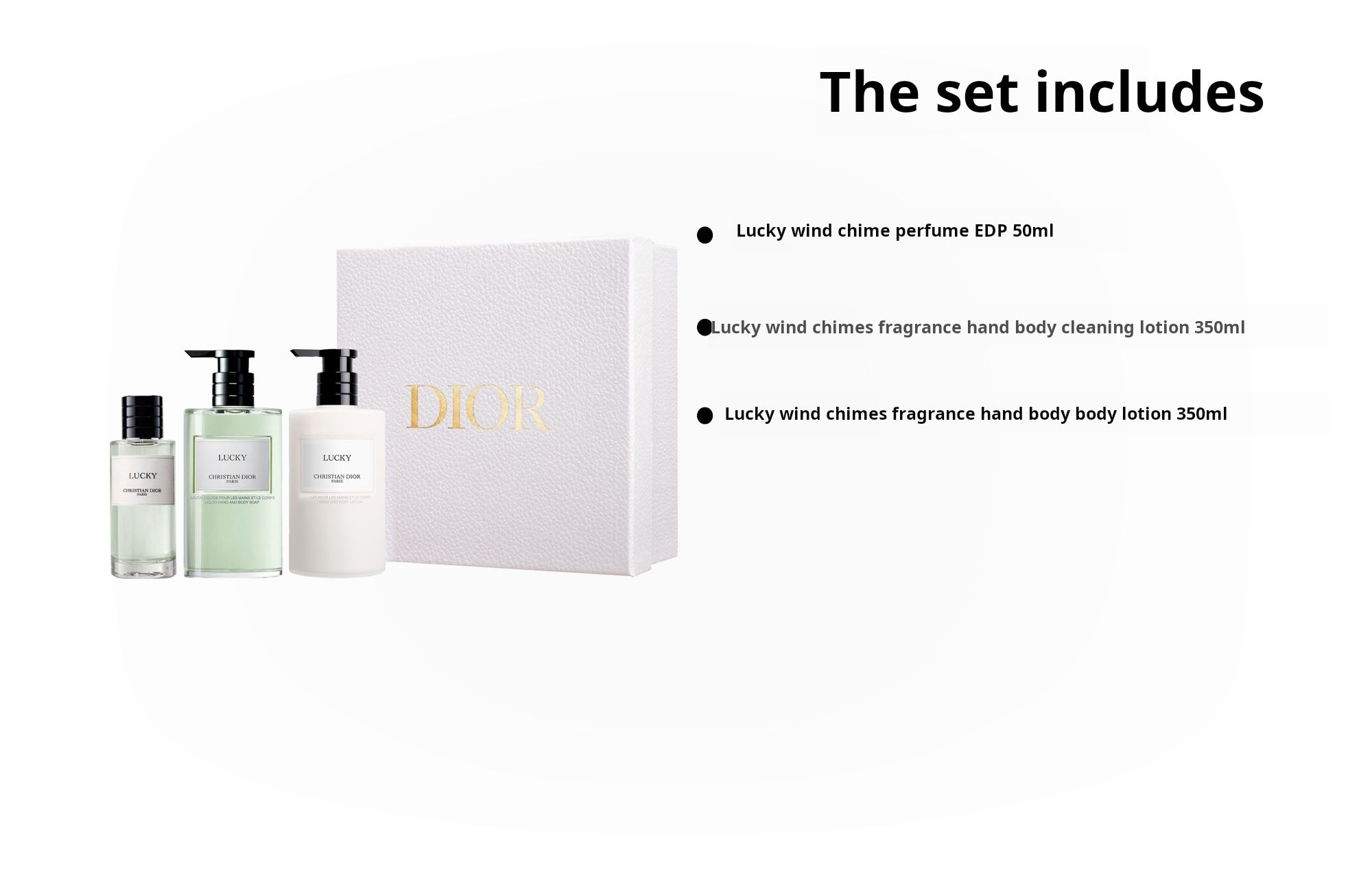 DIOR Collection Lucky Wind Chime Body Wash Body Emulsion Set Strong Perfume EDP Lily of the Valley 50ml + 350ml + 350ml