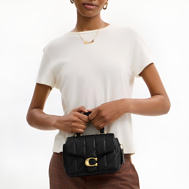 COACH Tabby 19 Quilted Decorative Chain Sheepskin Single Shoulder Handbag Small Women's Black