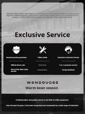 بوستر الضمان والصيانة الفنية لجهاز القهوة Wendougee DATA exclusive service poster.