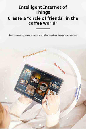 الاتصال الذكي بالإنترنت والتطبيق المخصص لمكينة قهوة Wendougee DATA smart app poster.