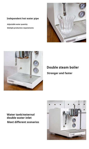 المكونات وعصا التبخير لمكينة قهوه Wendougee PETRA double steam boiler details poster.