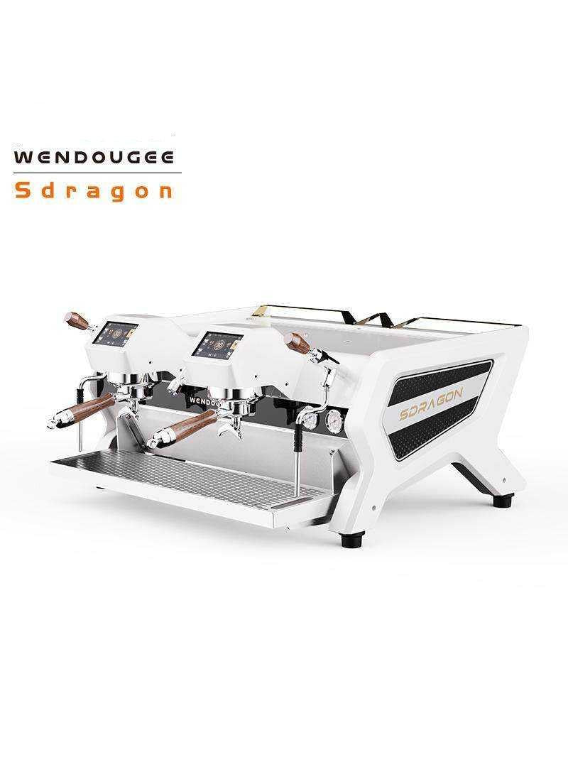 ماكينة اسبريسو احترافية Wendougee Sdragon باللون الأبيض 2-group commercial view للمقاهي والكافيهات.