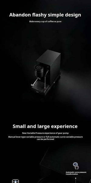 بوستر المميزات والتصميم المبتكر لجهاز القهوة WPM KD-410 sleek simple design poster.