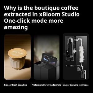 تقنية الاستخلاص الذكي بنقرة واحدة في مكينة قهوة xBloom Studio one-click mode features poster.
